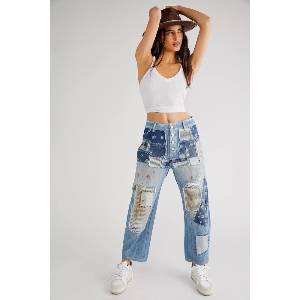 Free People x We The Free Azalea Distressed Patchwork Jeans